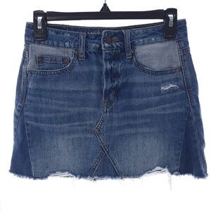 American Eagle Button Fly Blue Denim Distressed Shorts Womens Size 0
